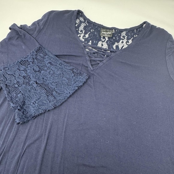 Wallpaper Blouse Womens XL Lace Bell Sleeve V Neck‎ Boho Tunic Shirt - Picture 3 of 9